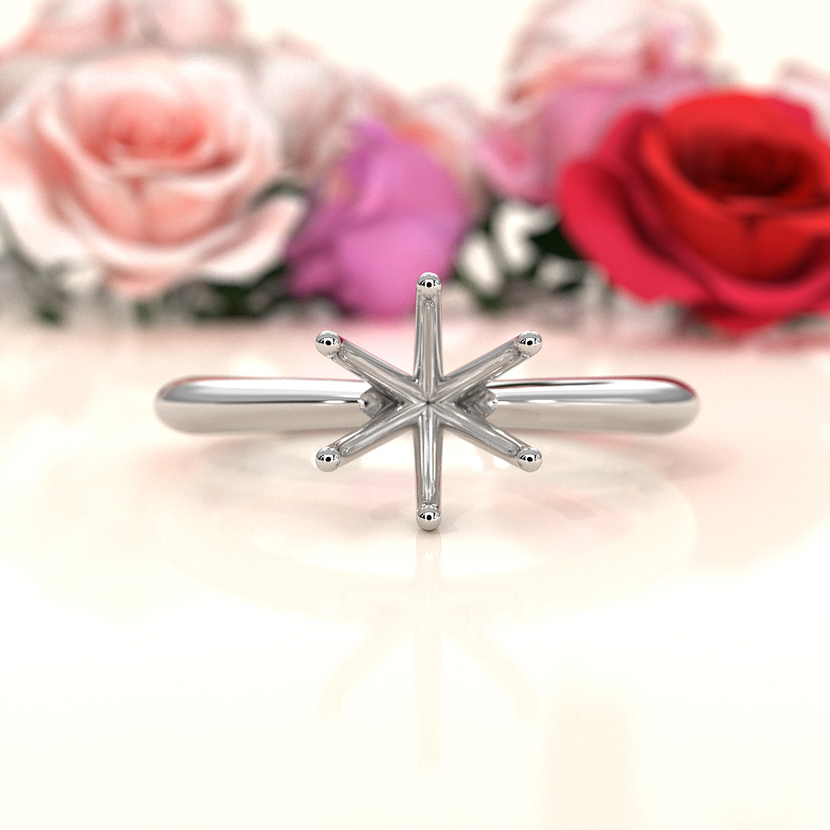 4.2g Six Prong Set Solitaire  Semi Mount Engagement Ring Setting 3mm