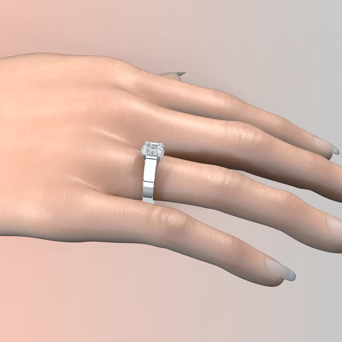 Six Prong Lab Grown Diamond IGI Certified Solitaire Trellis Engagement 4.5g Ring Setting 1.00 Ctw.