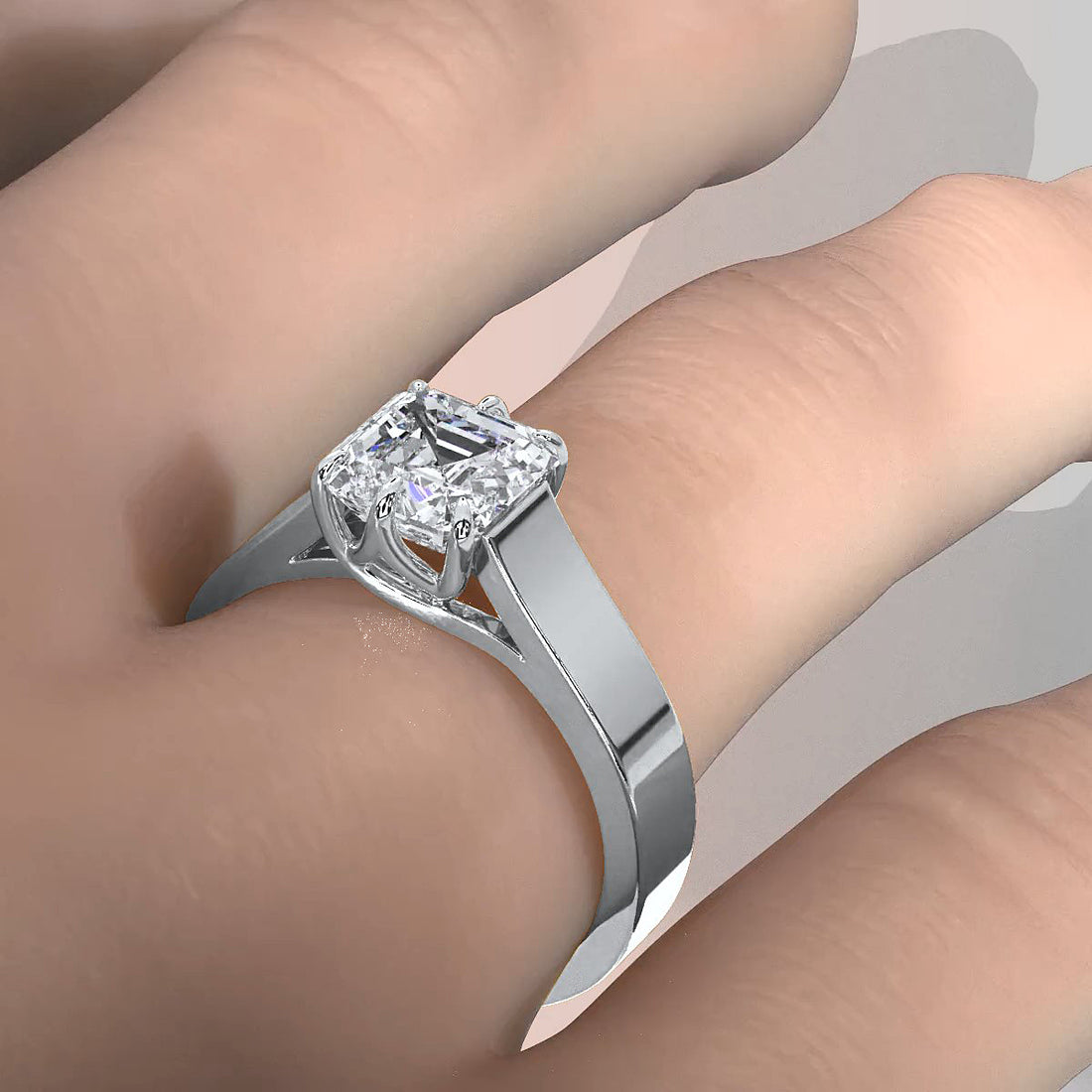 Six Prong Lab Grown Diamond IGI Certified Solitaire Trellis Engagement 4.5g Ring Setting 1.00 Ctw.
