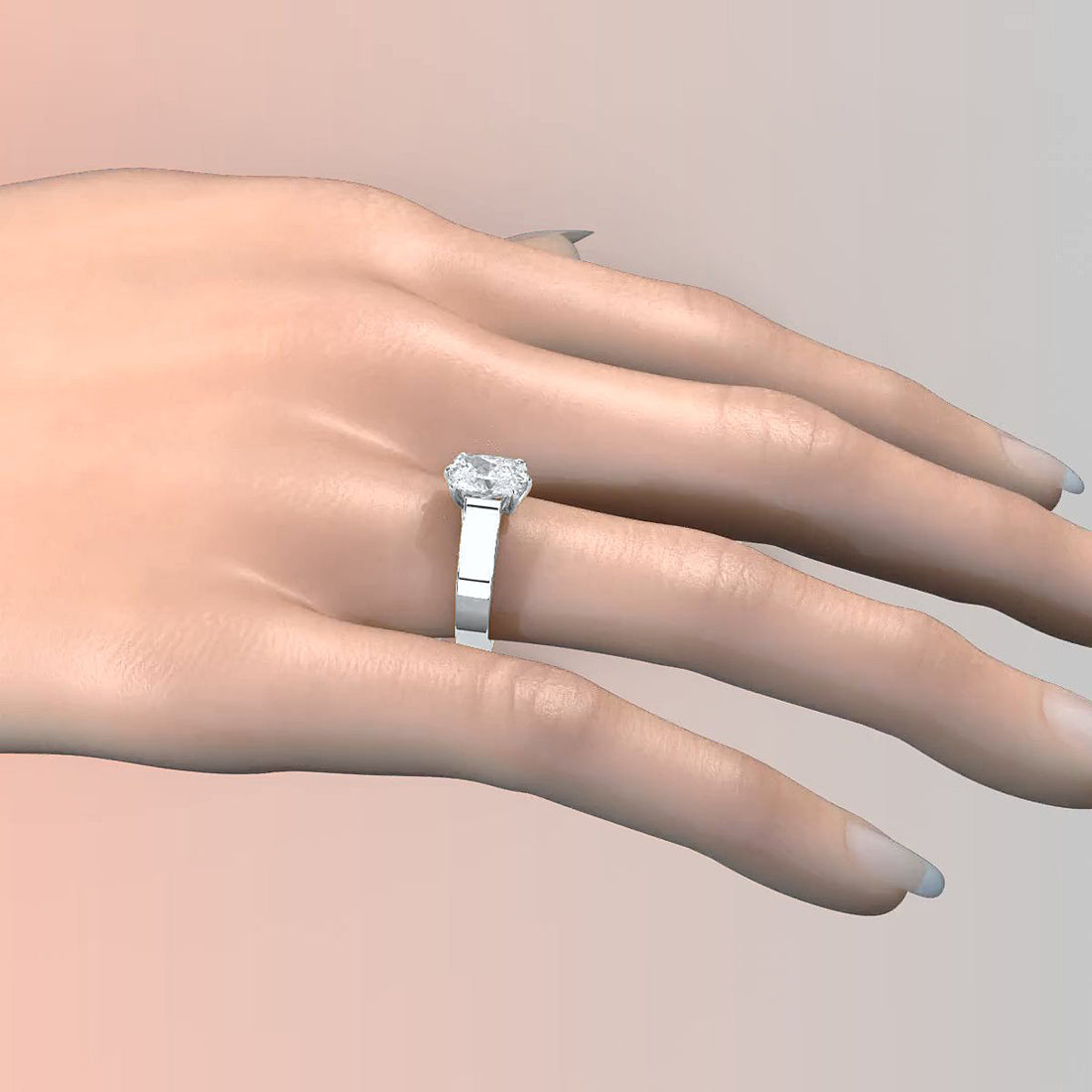 Six Prong Lab Grown Diamond IGI Certified Solitaire Trellis Engagement 4.5g Ring Setting 1.00 Ctw.