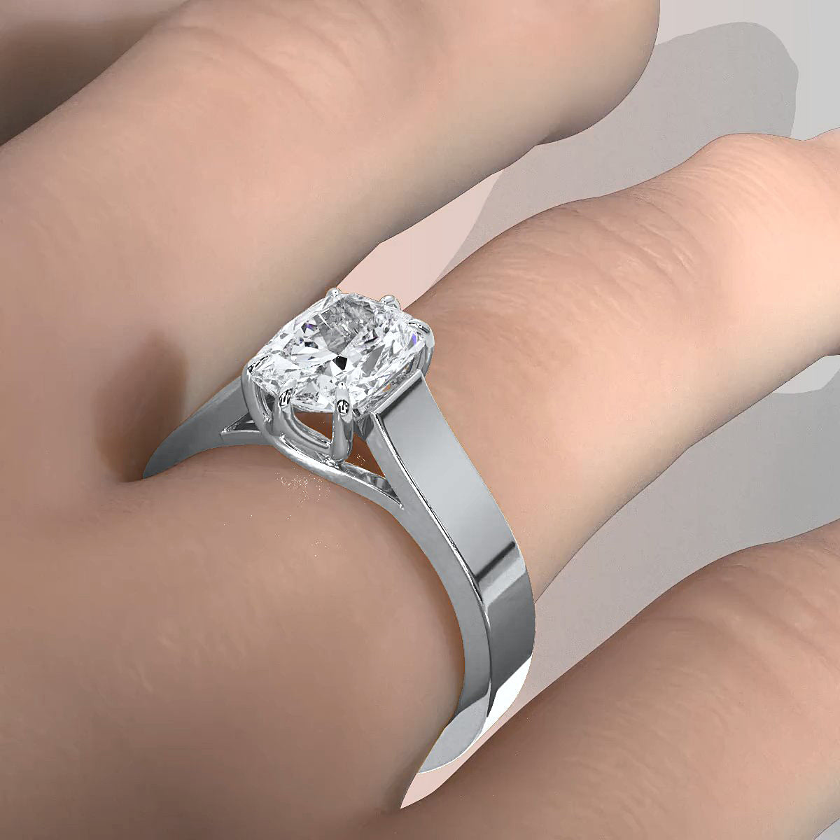 Six Prong Lab Grown Diamond IGI Certified Solitaire Trellis Engagement 4.5g Ring Setting 1.00 Ctw.