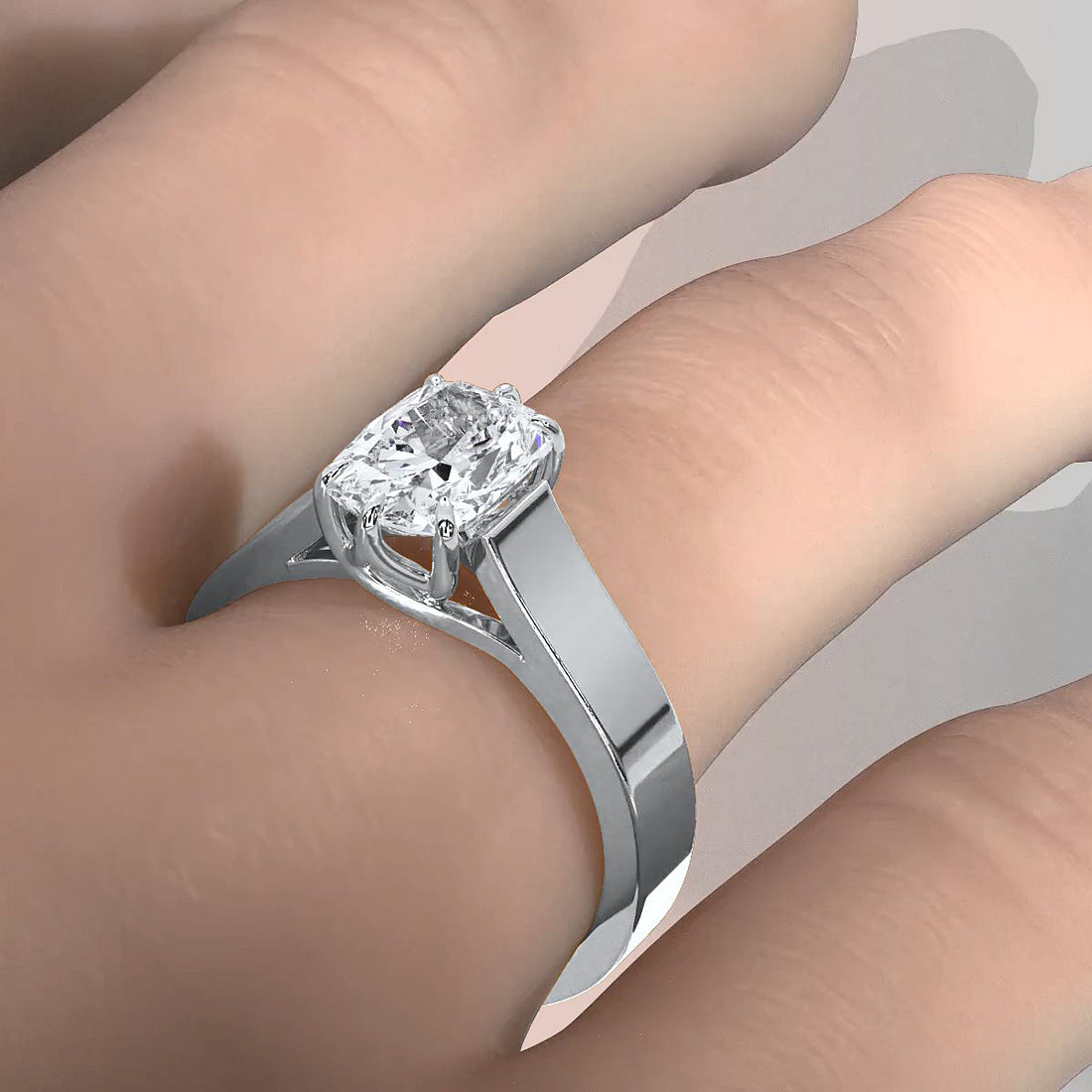 Six Prong Lab Grown Diamond IGI Certified Solitaire Trellis Engagement 4.5g Ring Setting 1.00 Ctw.
