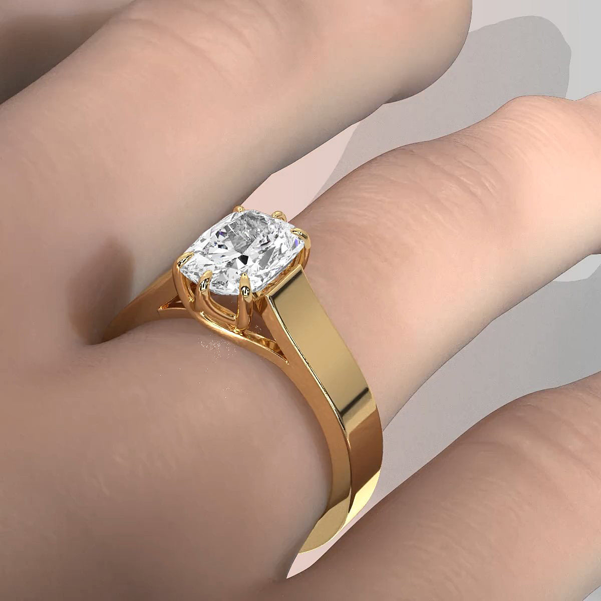 Six Prong Lab Grown Diamond IGI Certified Solitaire Trellis Engagement 4.5g Ring Setting 1.00 Ctw.