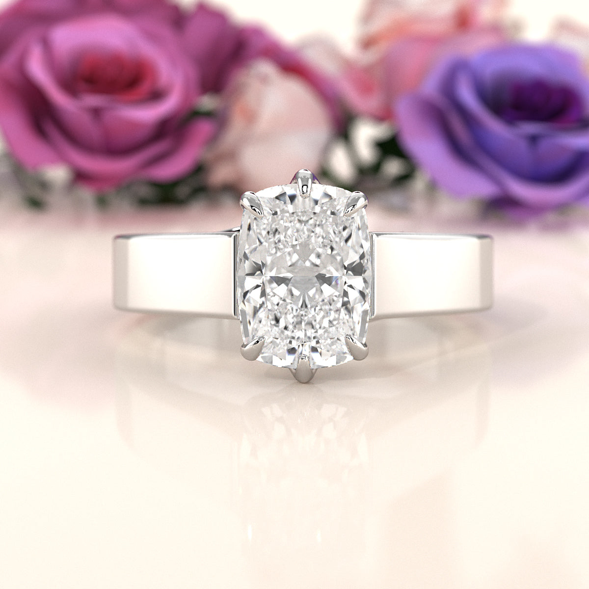 Six Prong Lab Grown Diamond IGI Certified Solitaire Trellis Engagement 4.5g Ring Setting 1.00 Ctw.