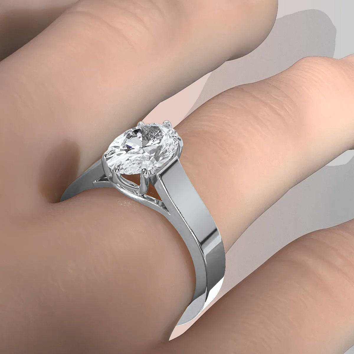 Six Prong Lab Grown Diamond IGI Certified Solitaire Trellis Engagement 4.5g Ring Setting 1.00 Ctw.