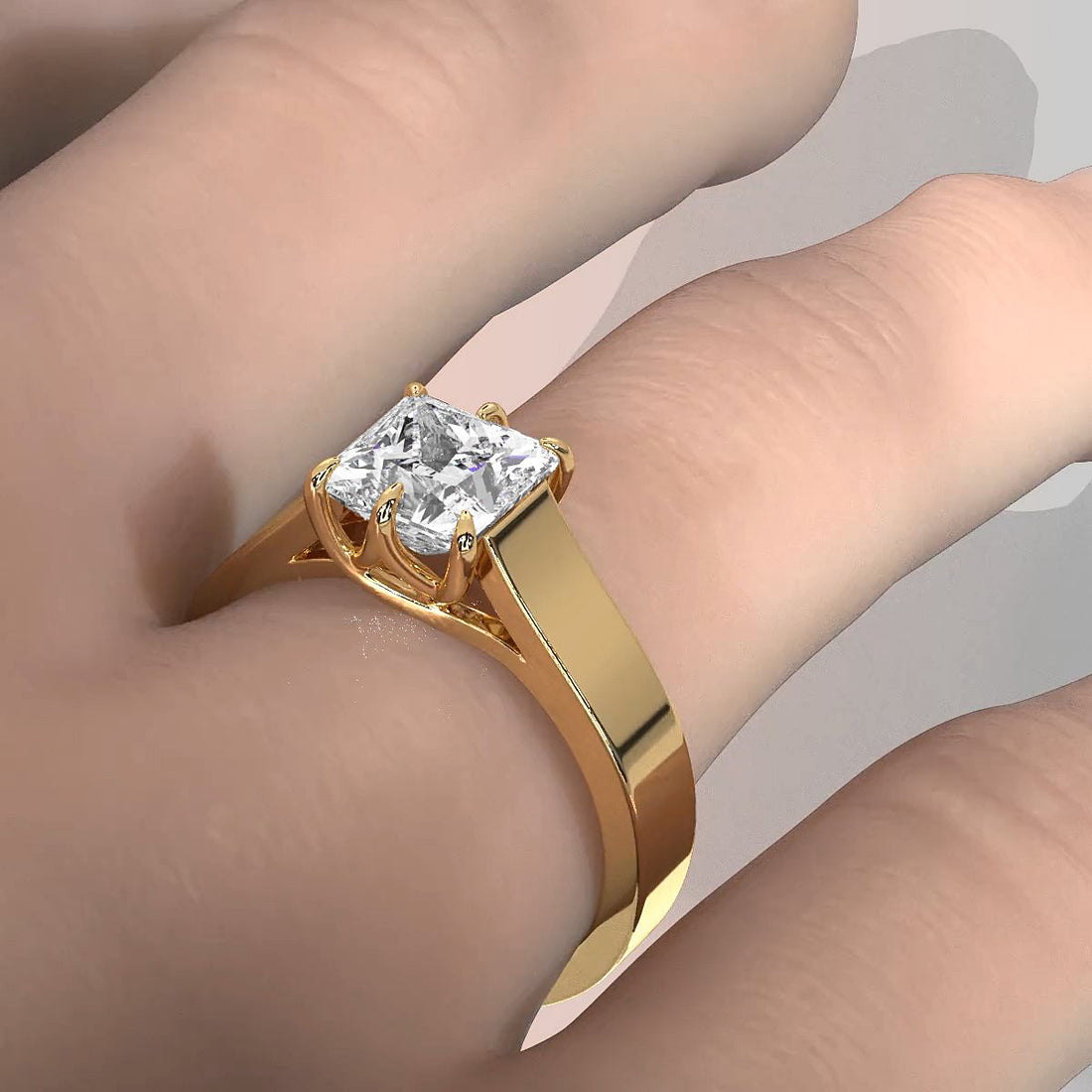Six Prong Lab Grown Diamond IGI Certified Solitaire Trellis Engagement 4.5g Ring Setting 1.00 Ctw.