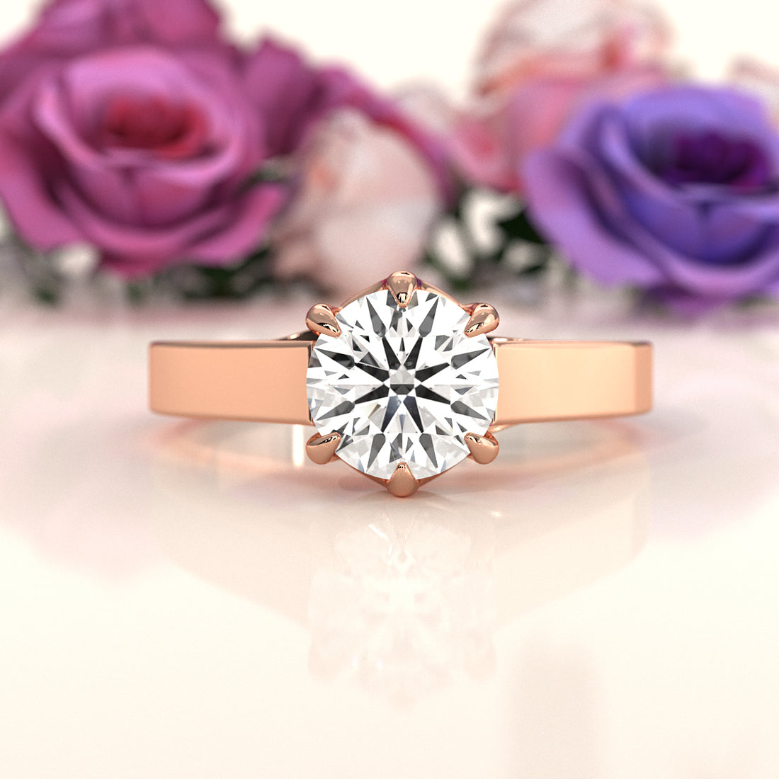 Six Prong Lab Grown Diamond IGI Certified Solitaire Trellis Engagement 4.5g Ring Setting 1.00 Ctw.