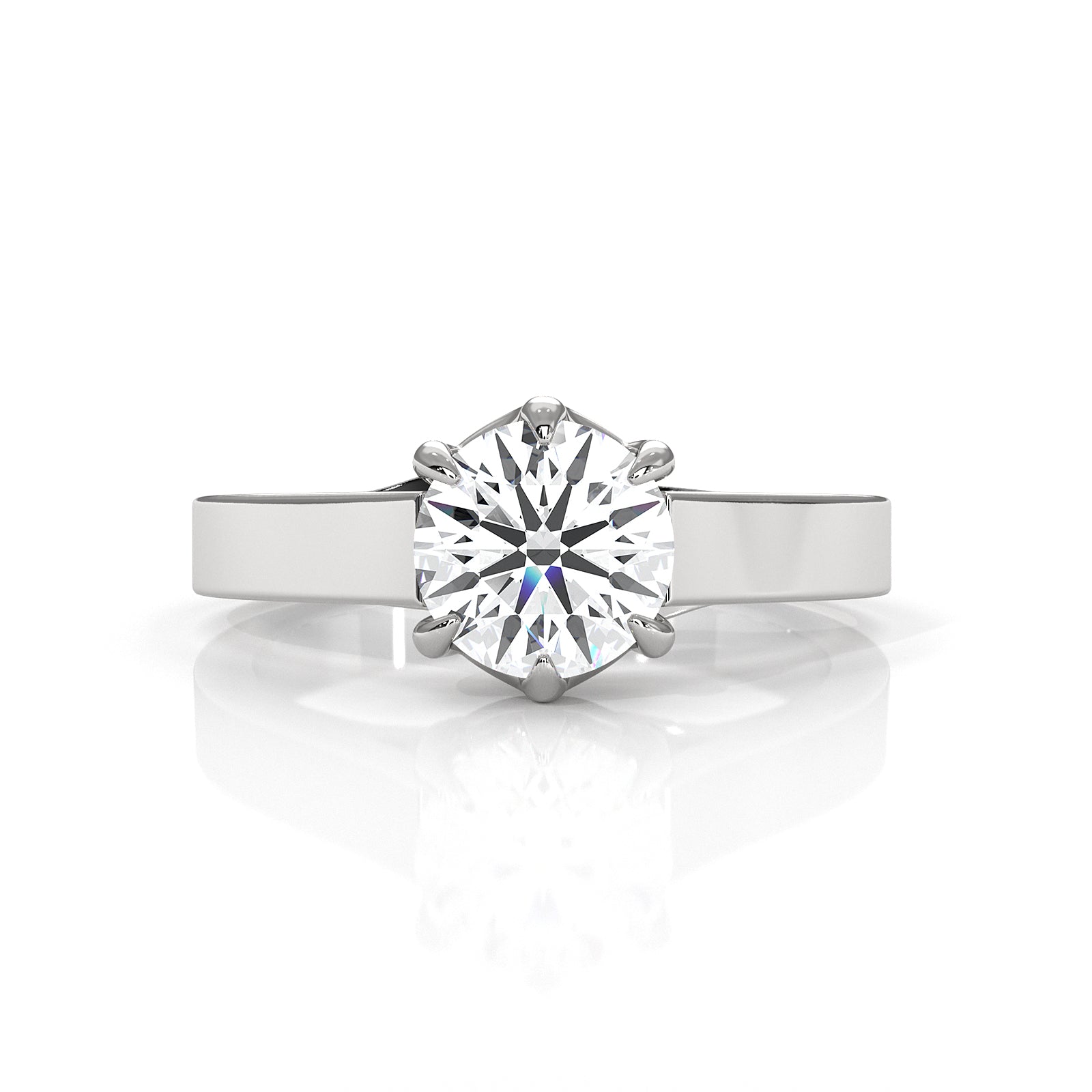 Six Prong Lab Grown Diamond IGI Certified Solitaire Trellis Engagement 4.5g Ring Setting 1.00 Ctw.