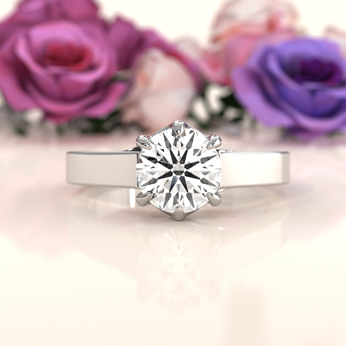 Six Prong Lab Grown Diamond IGI Certified Solitaire Trellis Engagement 4.5g Ring Setting 1.00 Ctw.