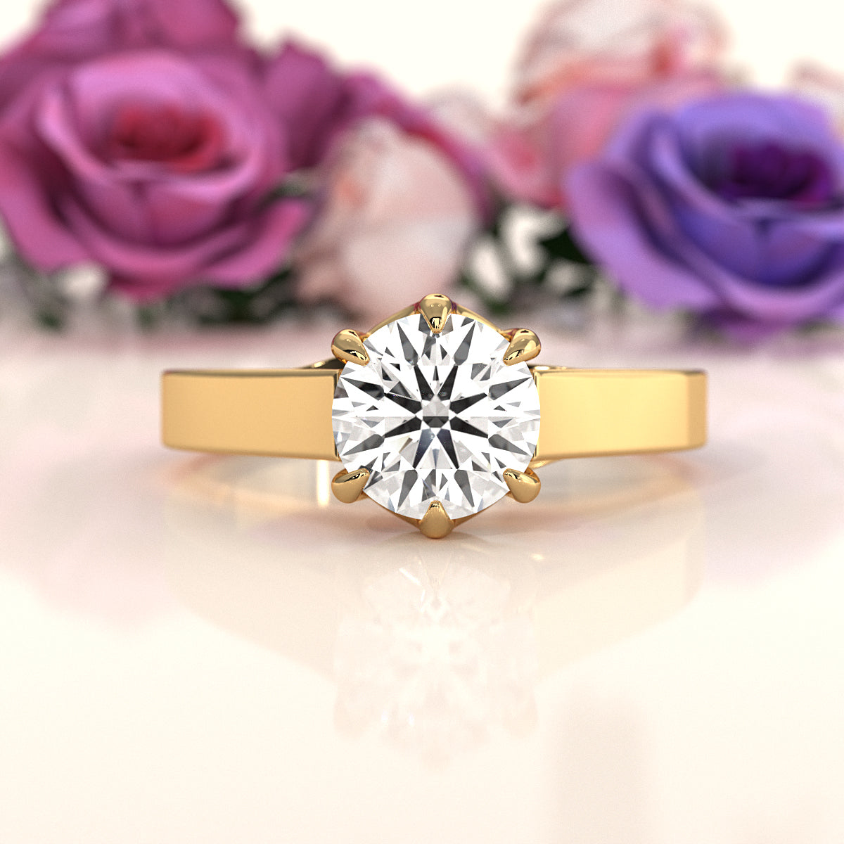 Six Prong Lab Grown Diamond IGI Certified Solitaire Trellis Engagement 4.5g Ring Setting 1.00 Ctw.