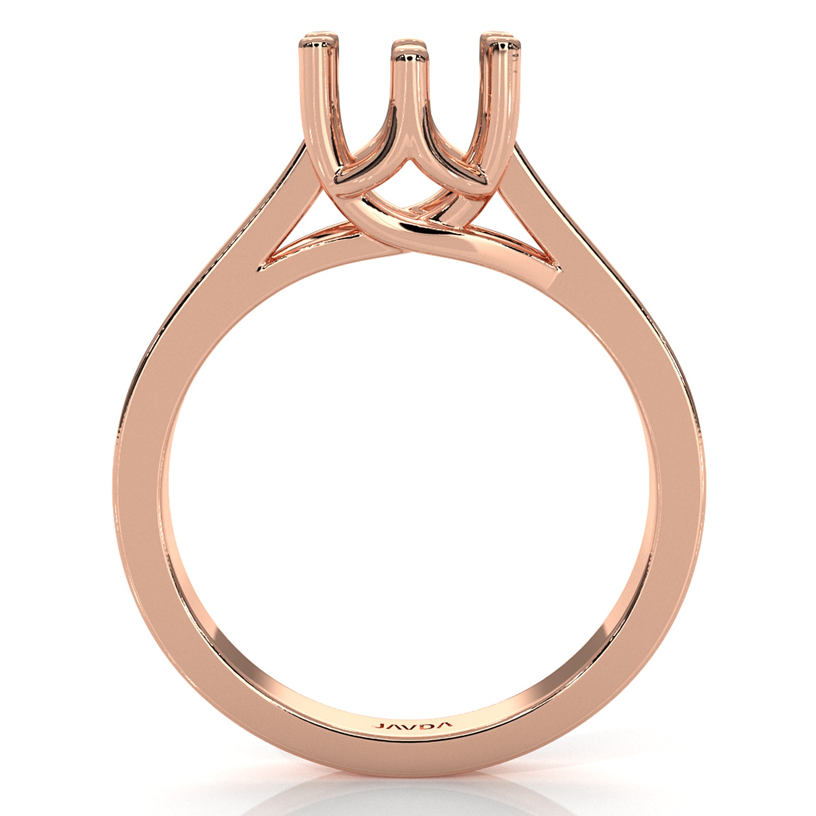 Six Prong Solitaire Trellis Style Semi Mount Engagement Ring Setting