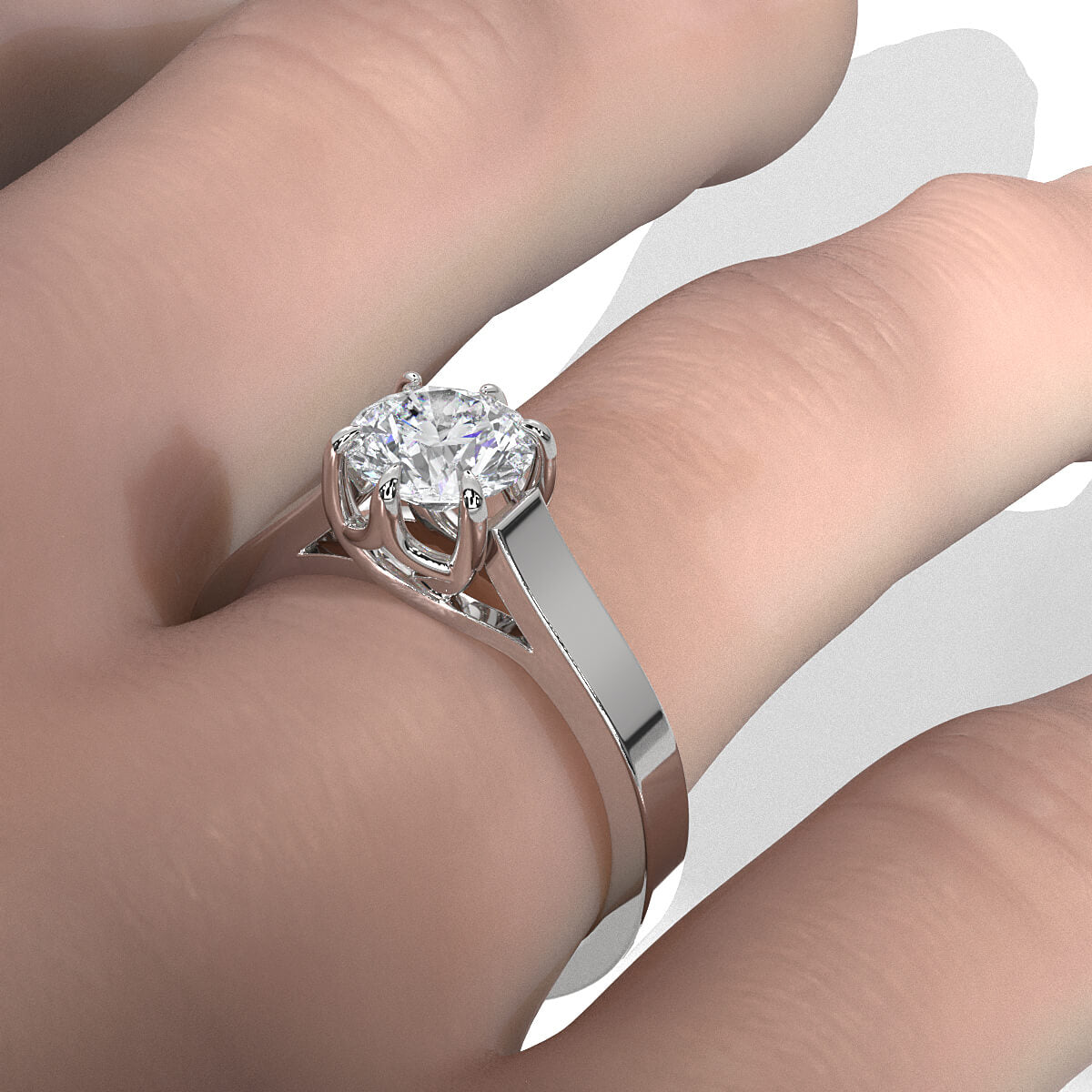 Six Prong Lab Grown Diamond IGI Certified Solitaire Trellis Engagement 4.5g Ring Setting 1.00 Ctw.