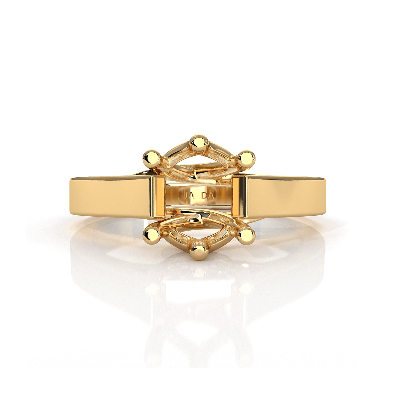 Six Prong Solitaire Trellis Style Semi Mount Engagement Ring Setting