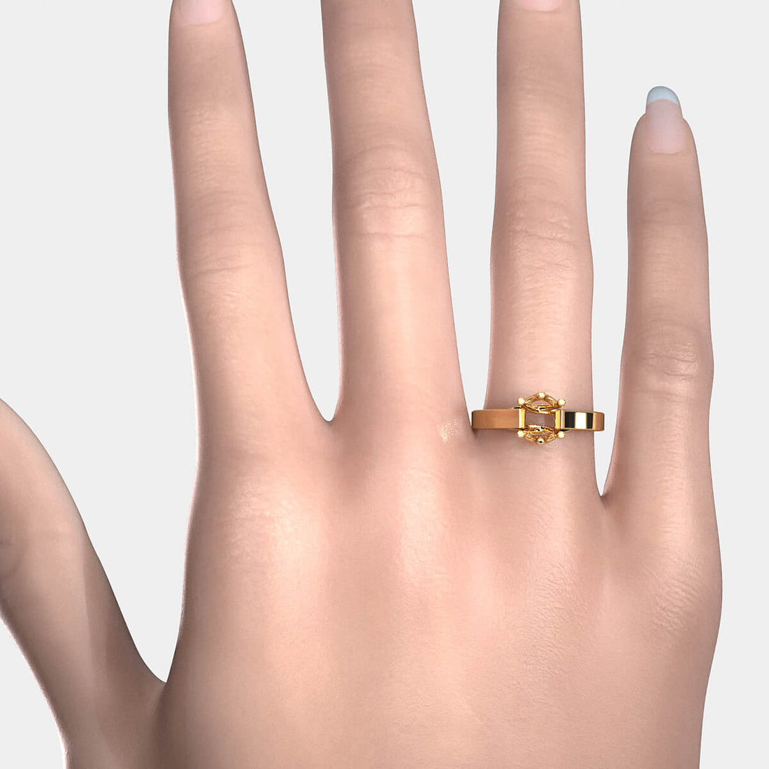 Six Prong Solitaire Trellis Style Semi Mount Engagement Ring Setting