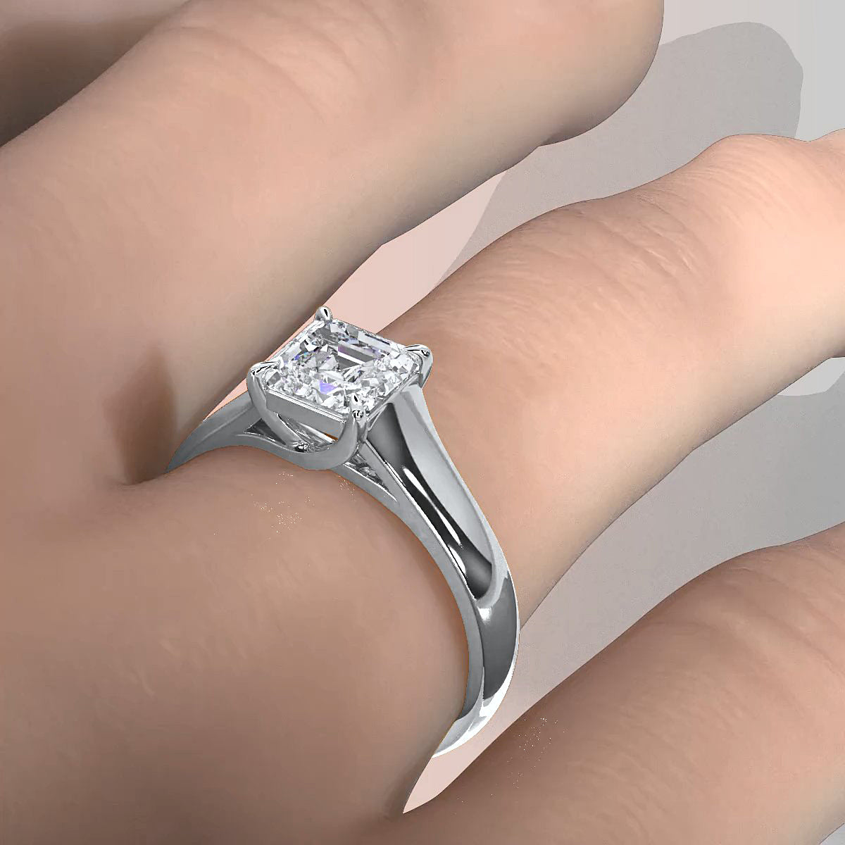 5g Trellis Solitaire Lab Grown Diamond IGI Certified Engagement 5.5mm Ring 1.00 Ctw.