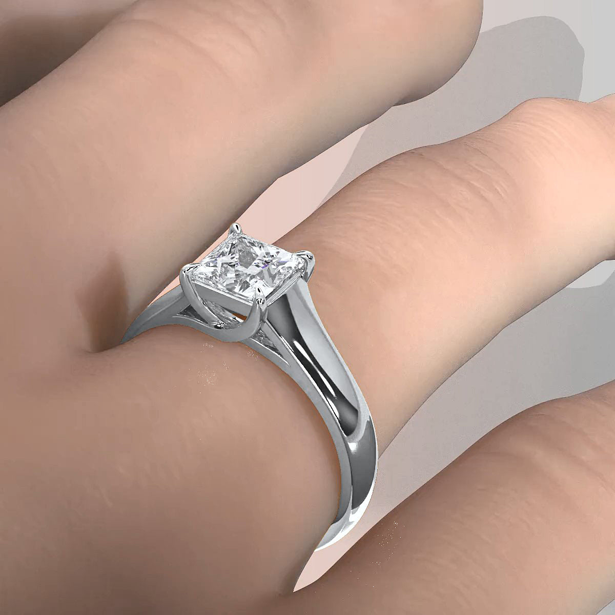 5g Trellis Solitaire Lab Grown Diamond IGI Certified Engagement 5.5mm Ring 1.00 Ctw.