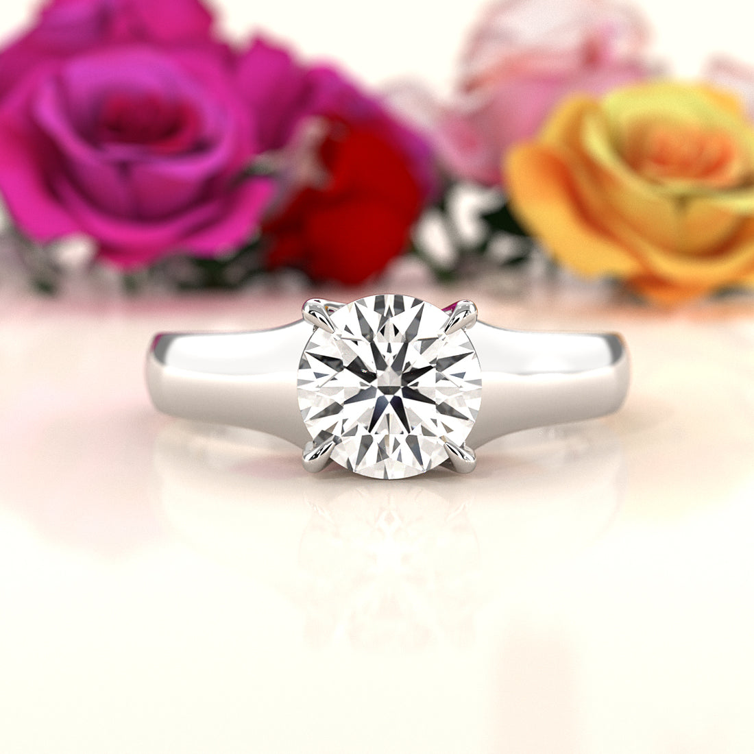 5g Trellis Solitaire Lab Grown Diamond IGI Certified Engagement 5.5mm Ring 1.00 Ctw.