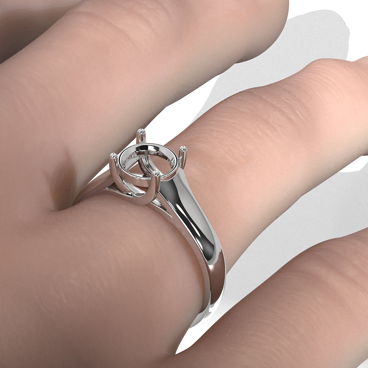 5g Trellis Style Solitaire  Semi Mount Engagement Ring 5.5mm