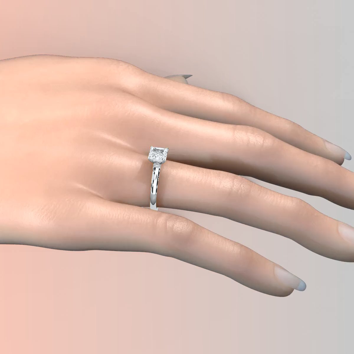 Lab Grown Diamond 4g Contour Dome Solitaire Engagement 3mm Ring IGI Certified 1.00 Ctw.