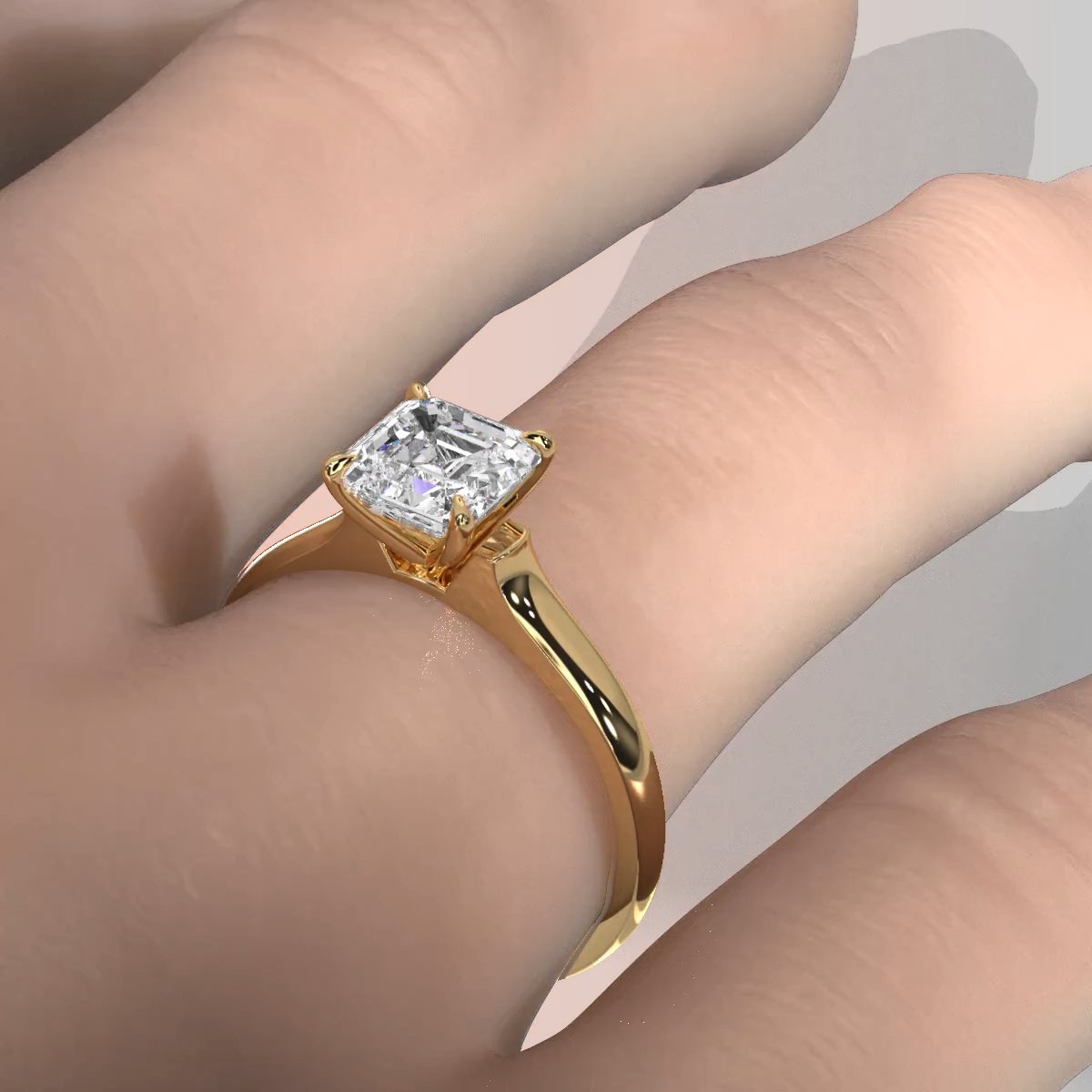 Lab Grown Diamond 4g Contour Dome Solitaire Engagement 3mm Ring IGI Certified 1.00 Ctw.