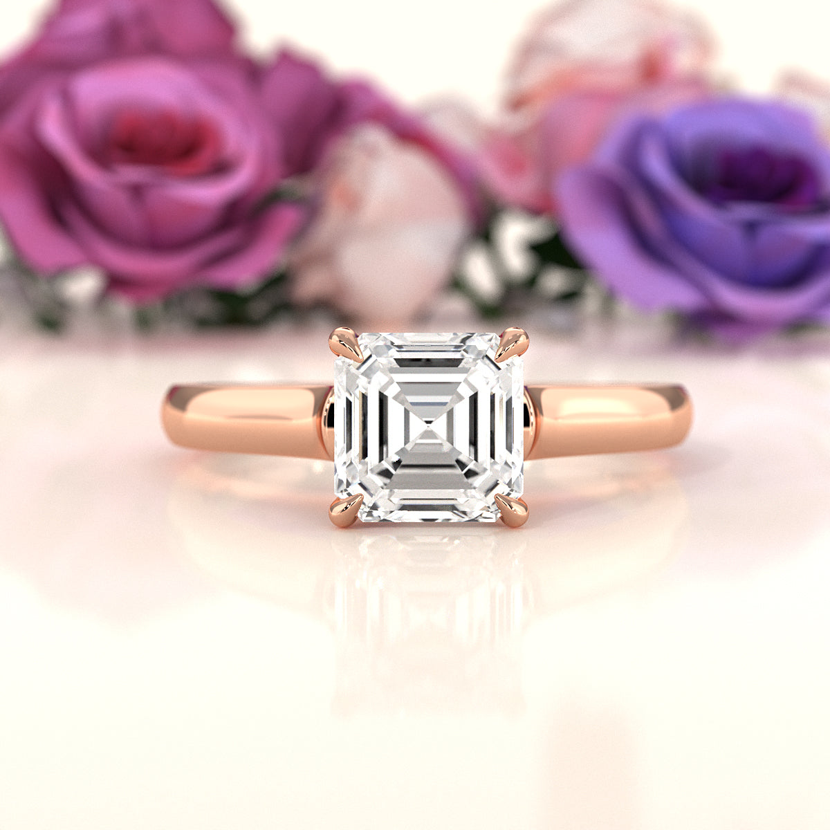 Lab Grown Diamond 4g Contour Dome Solitaire Engagement 3mm Ring IGI Certified 1.00 Ctw.