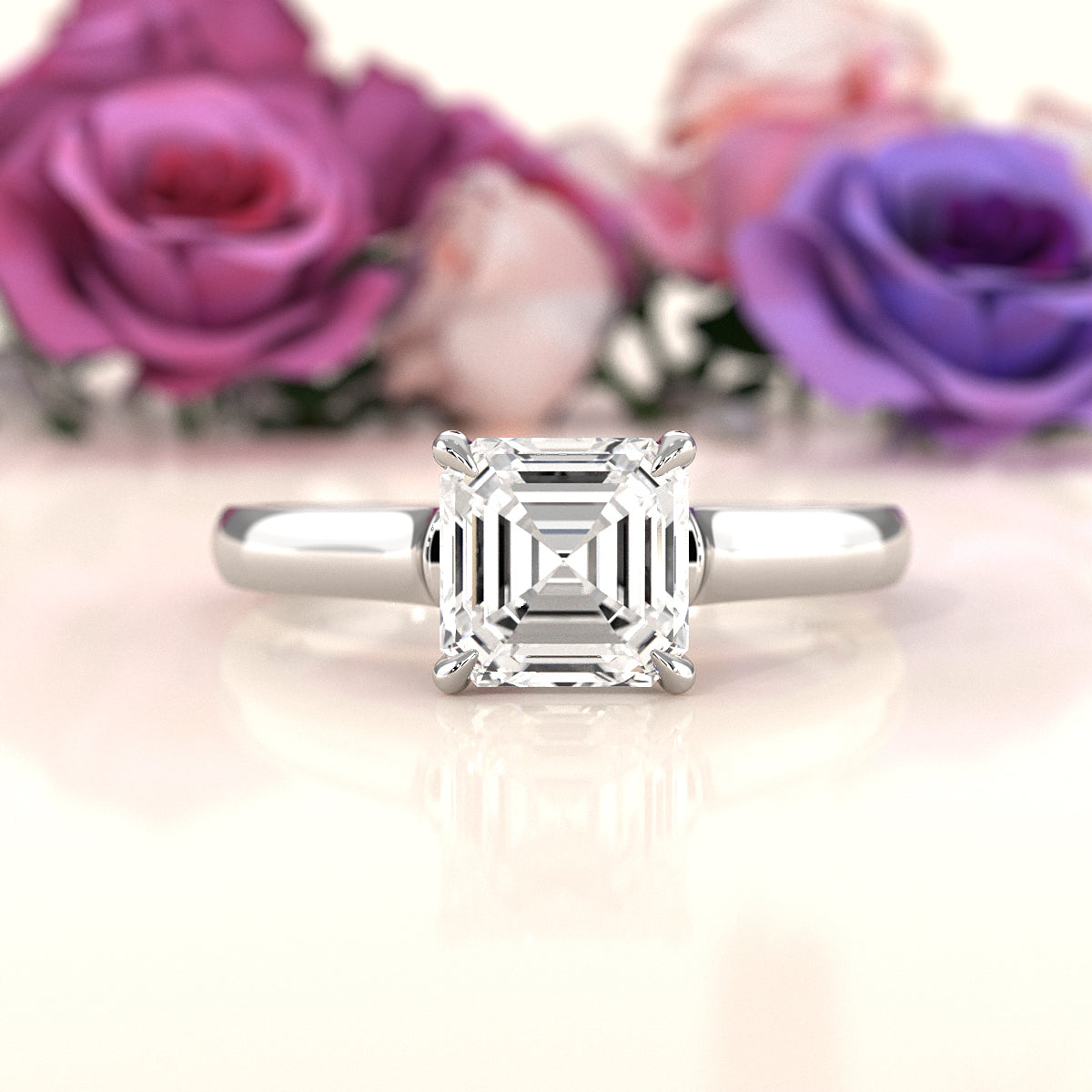 Lab Grown Diamond 4g Contour Dome Solitaire Engagement 3mm Ring IGI Certified 1.00 Ctw.