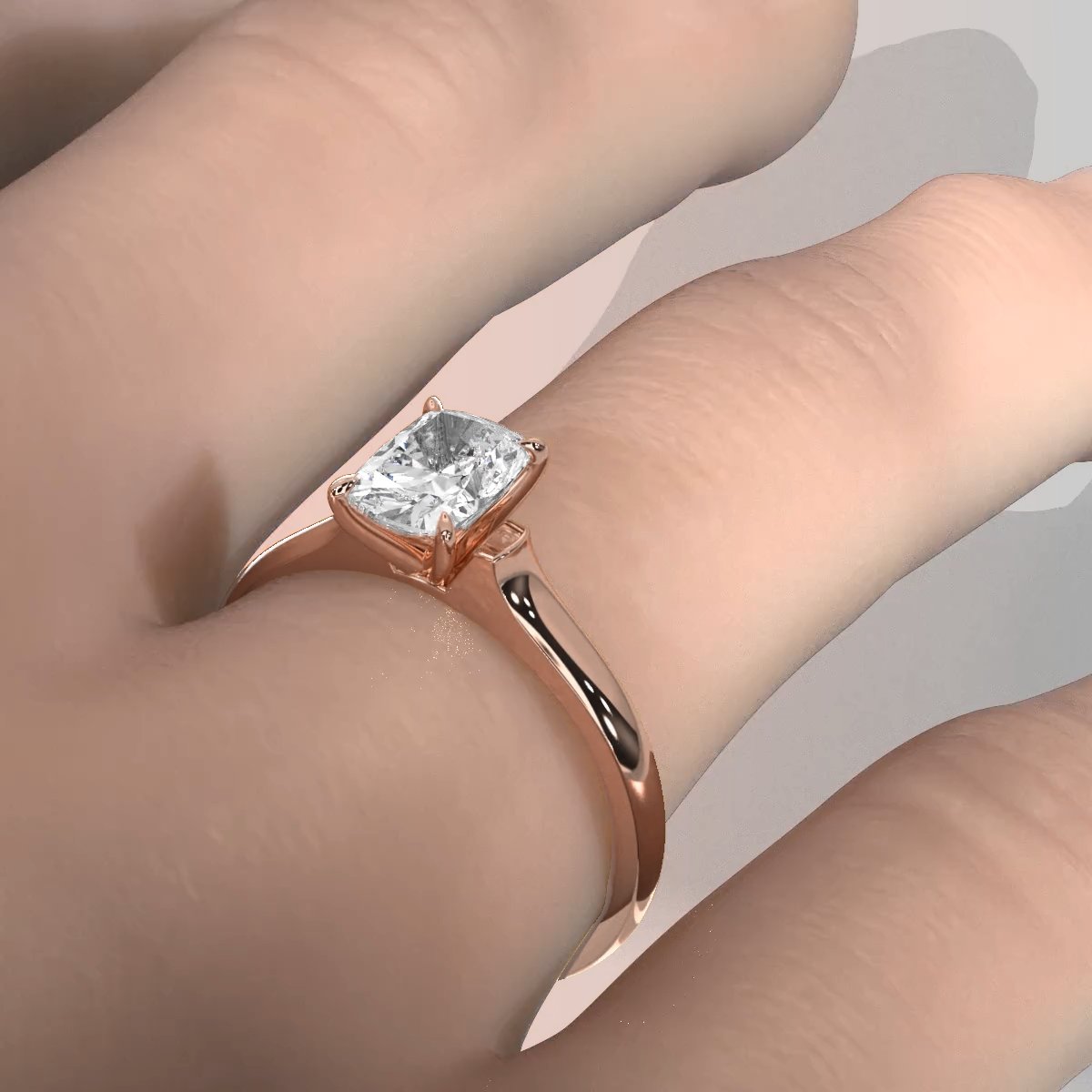 Lab Grown Diamond 4g Contour Dome Solitaire Engagement 3mm Ring IGI Certified 1.00 Ctw.