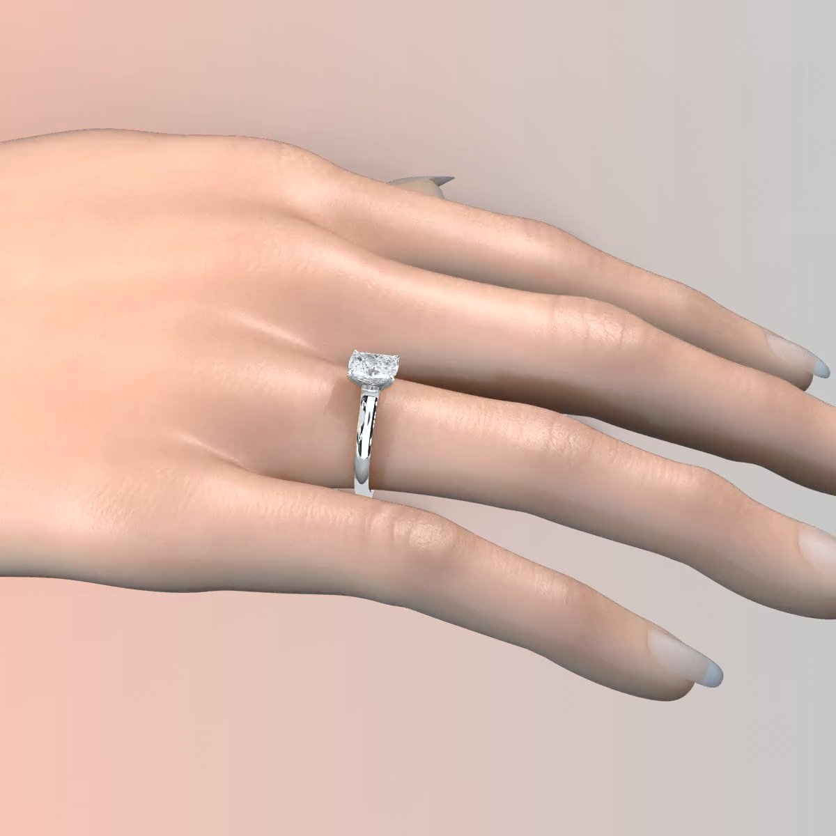 Lab Grown Diamond 4g Contour Dome Solitaire Engagement 3mm Ring IGI Certified 1.00 Ctw.