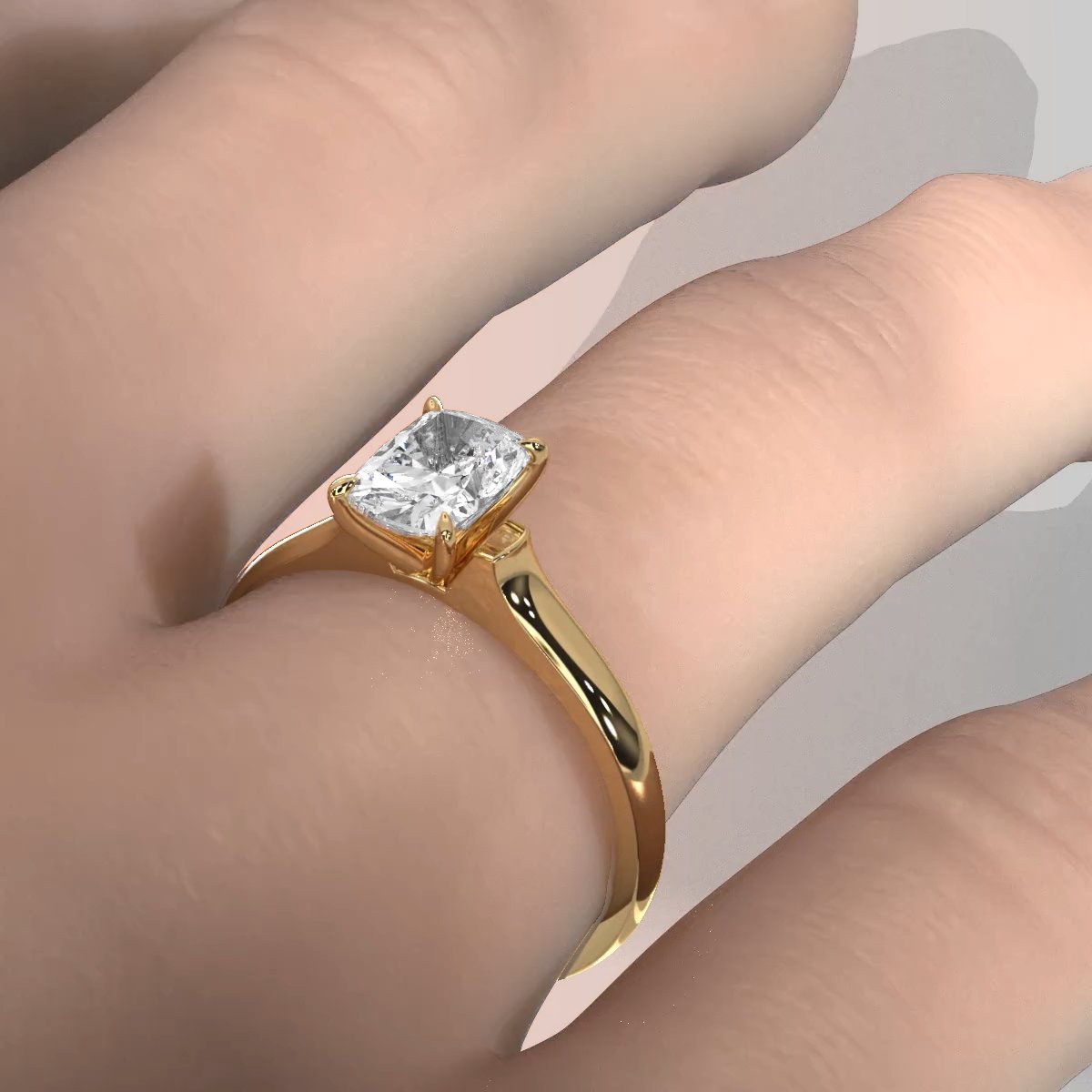 Lab Grown Diamond 4g Contour Dome Solitaire Engagement 3mm Ring IGI Certified 1.00 Ctw.