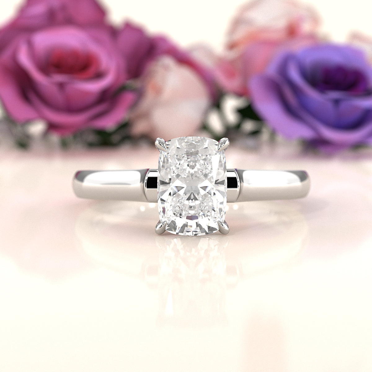 Lab Grown Diamond 4g Contour Dome Solitaire Engagement 3mm Ring IGI Certified 1.00 Ctw.