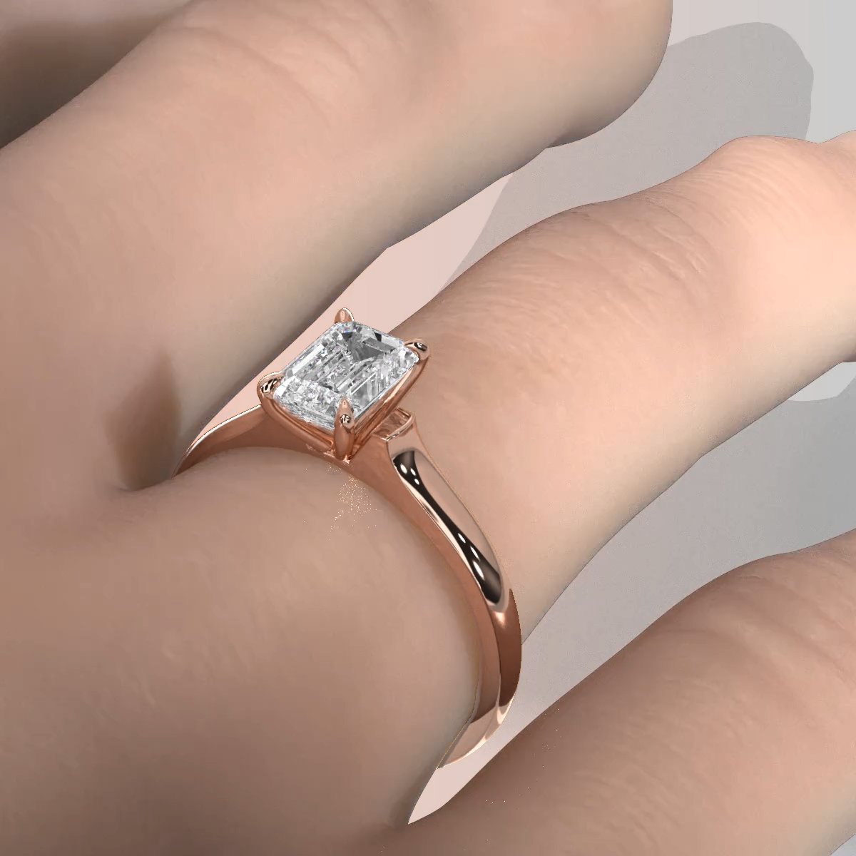 Lab Grown Diamond 4g Contour Dome Solitaire Engagement 3mm Ring IGI Certified 1.00 Ctw.