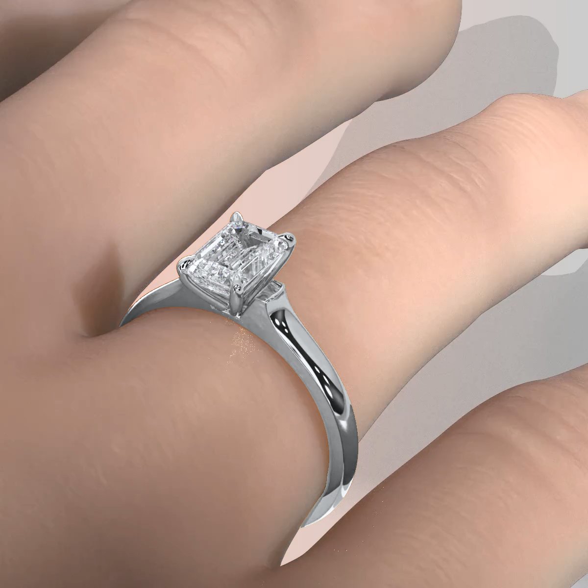 Lab Grown Diamond 4g Contour Dome Solitaire Engagement 3mm Ring IGI Certified 1.00 Ctw.