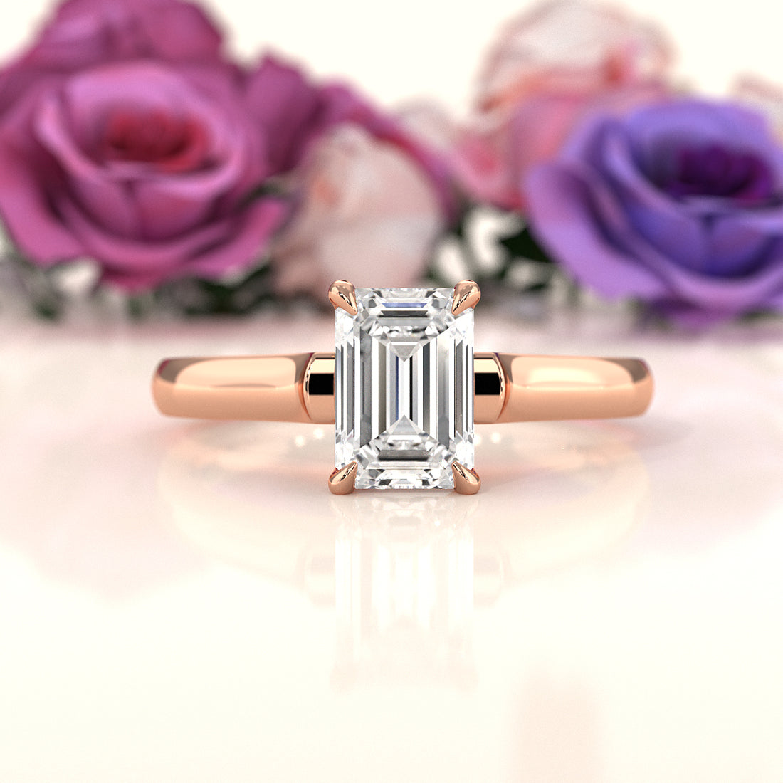 Lab Grown Diamond 4g Contour Dome Solitaire Engagement 3mm Ring IGI Certified 1.00 Ctw.