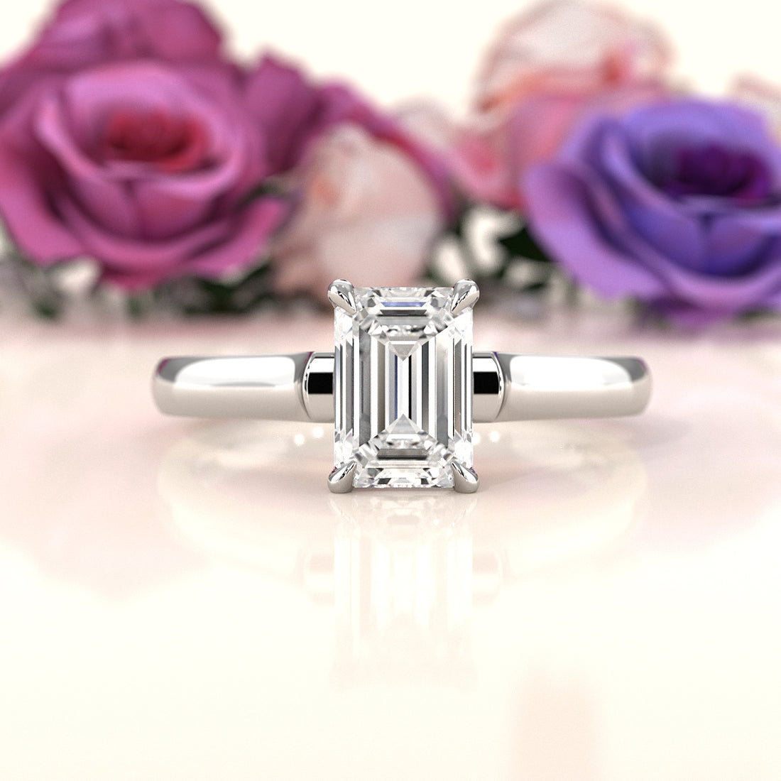 Lab Grown Diamond 4g Contour Dome Solitaire Engagement 3mm Ring IGI Certified 1.00 Ctw.