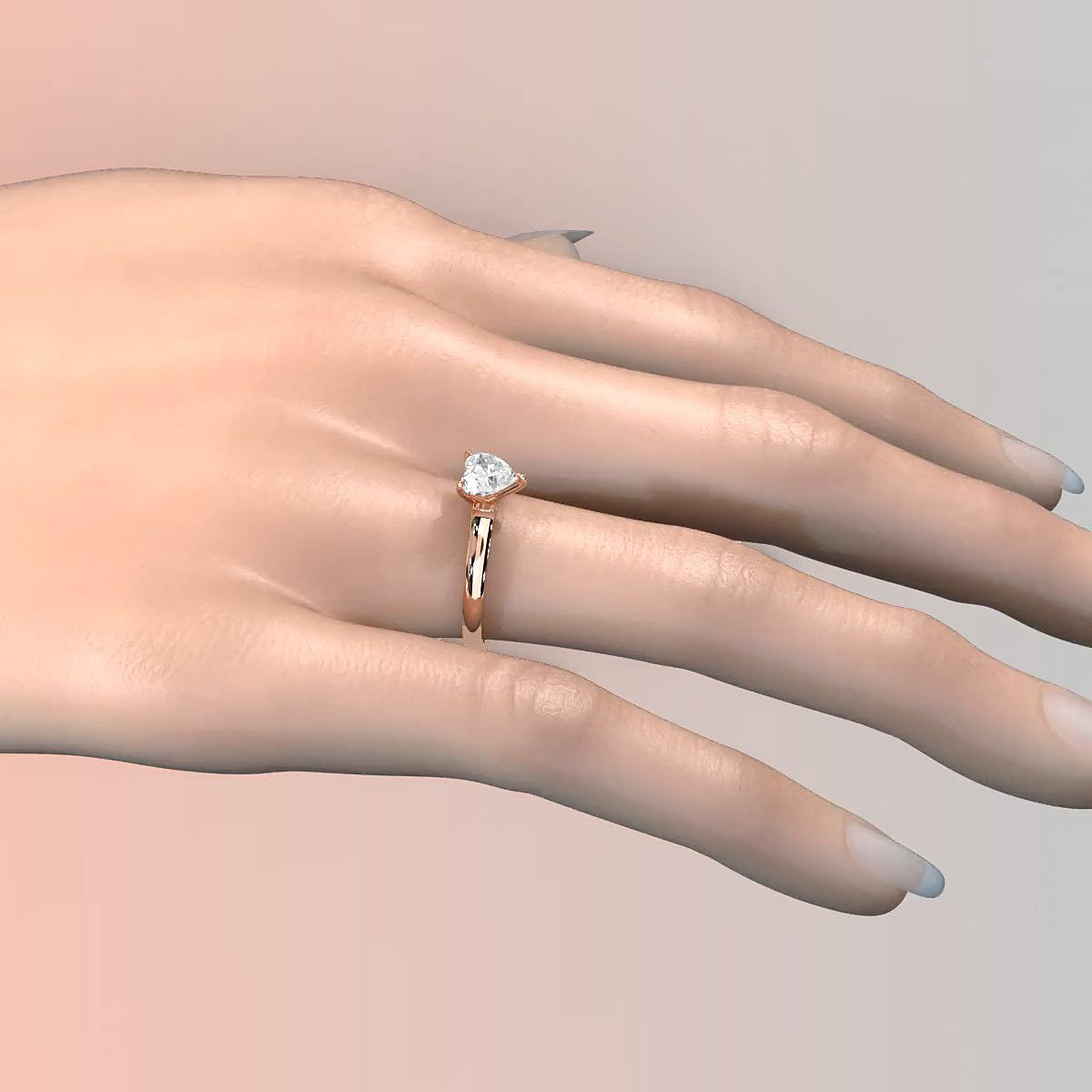 Lab Grown Diamond 4g Contour Dome Solitaire Engagement 3mm Ring IGI Certified 1.00 Ctw.