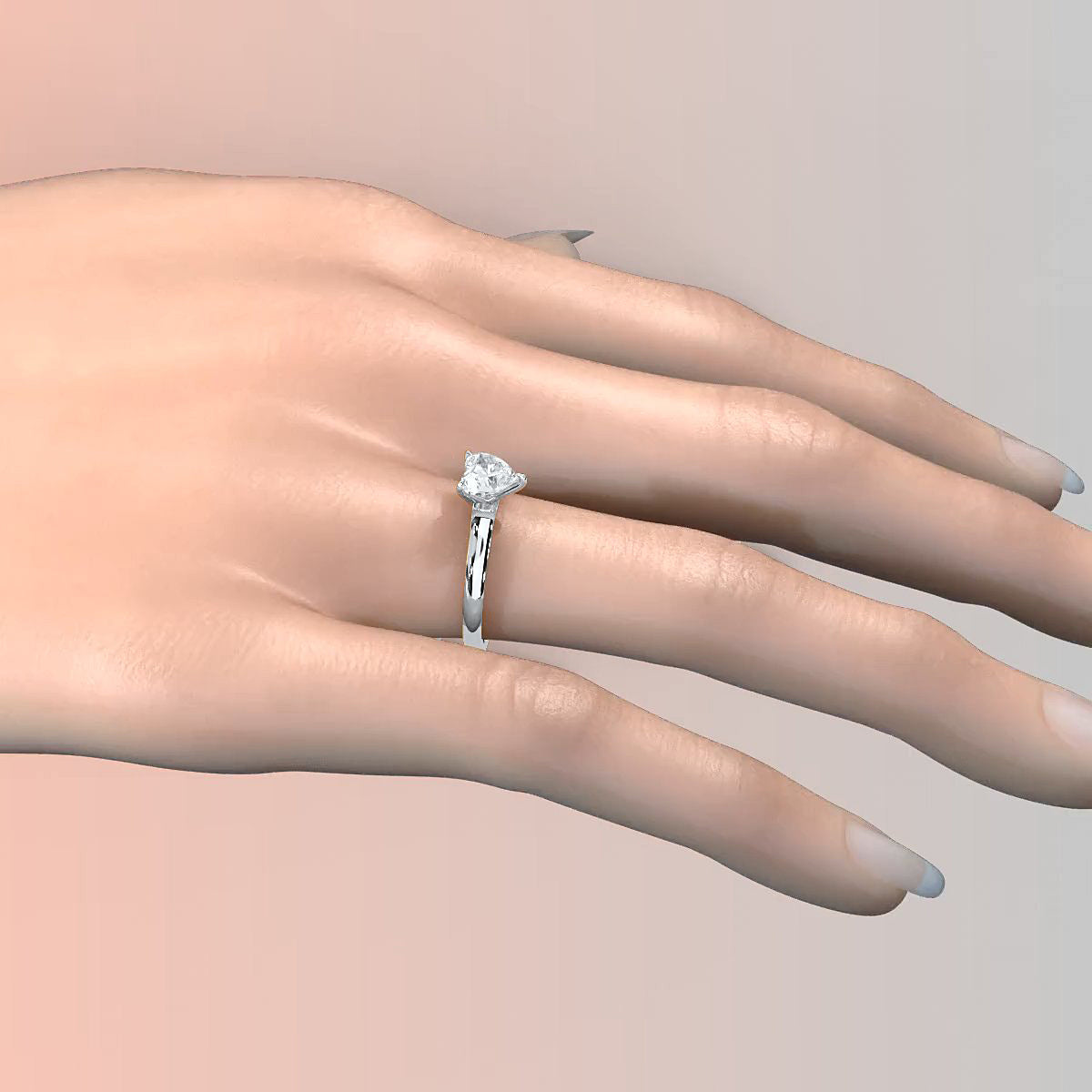 Lab Grown Diamond 4g Contour Dome Solitaire Engagement 3mm Ring IGI Certified 1.00 Ctw.