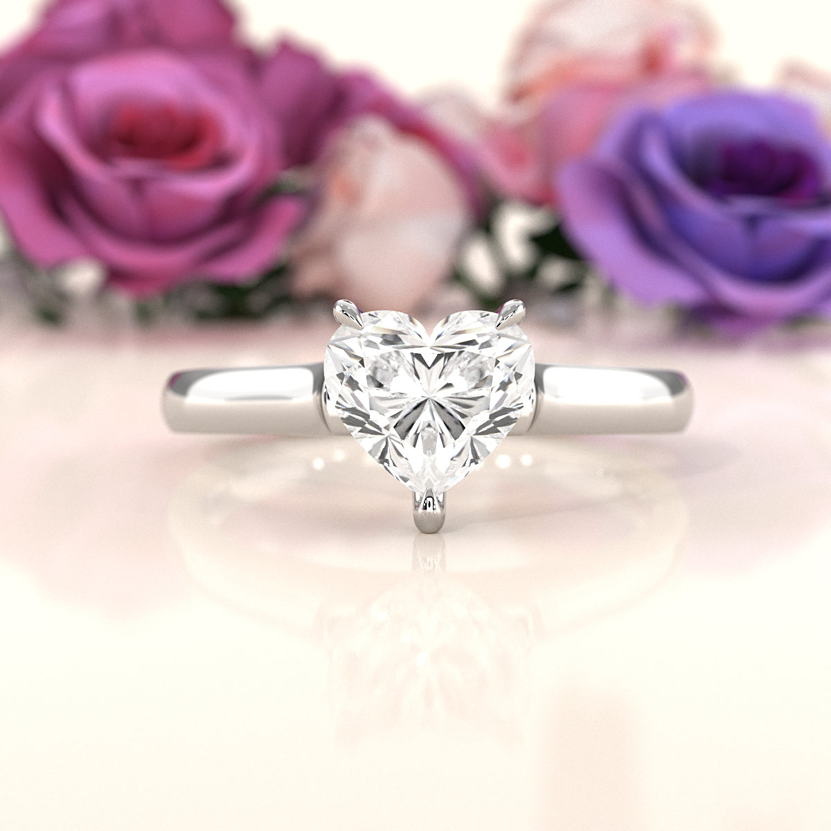 Lab Grown Diamond 4g Contour Dome Solitaire Engagement 3mm Ring IGI Certified 1.00 Ctw.