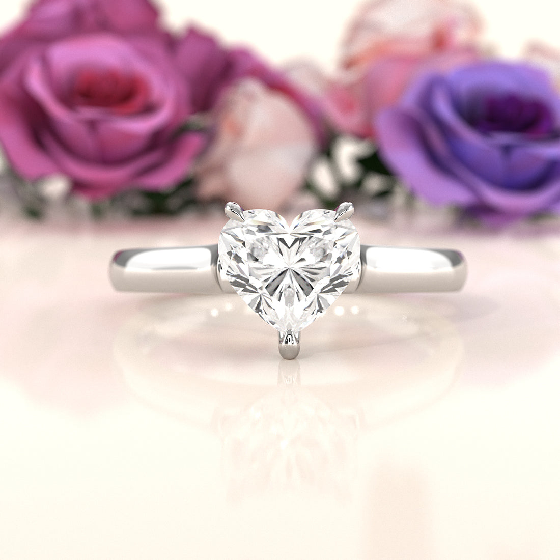 Lab Grown Diamond 4g Contour Dome Solitaire Engagement 3mm Ring IGI Certified 1.00 Ctw.