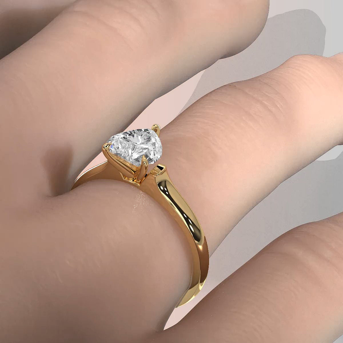 Lab Grown Diamond 4g Contour Dome Solitaire Engagement 3mm Ring IGI Certified 1.00 Ctw.