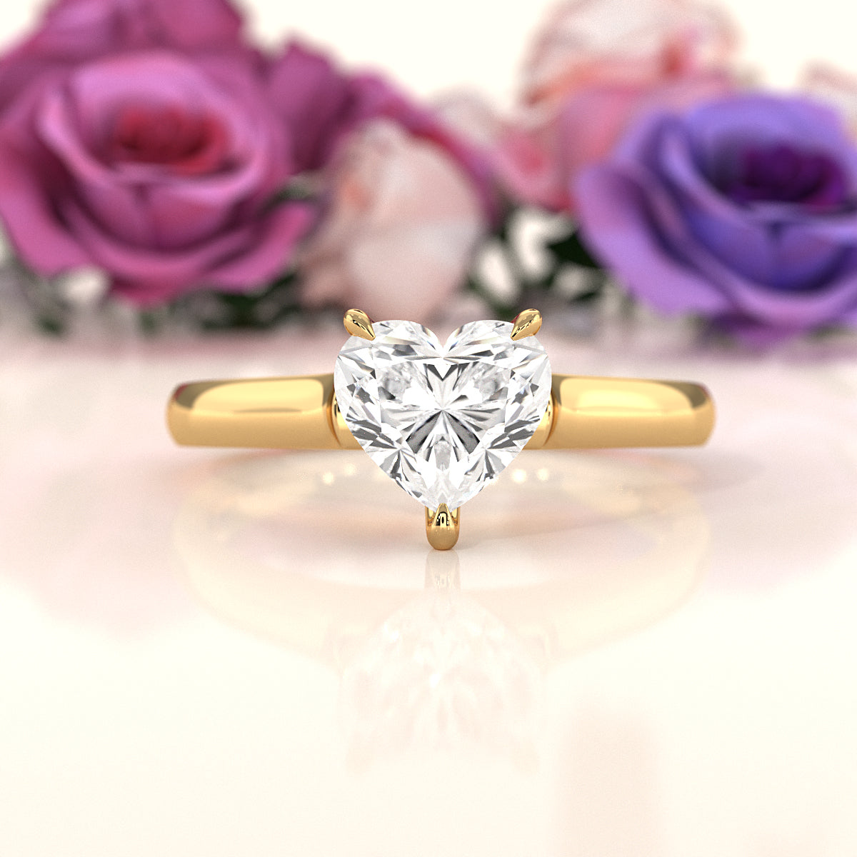 Lab Grown Diamond 4g Contour Dome Solitaire Engagement 3mm Ring IGI Certified 1.00 Ctw.