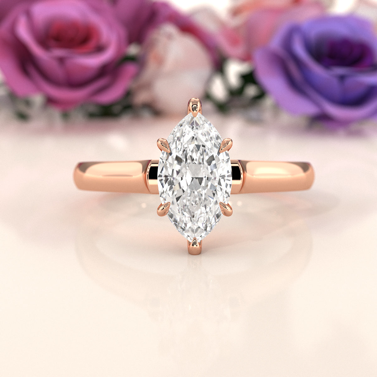 Lab Grown Diamond 4g Contour Dome Solitaire Engagement 3mm Ring IGI Certified 1.00 Ctw.