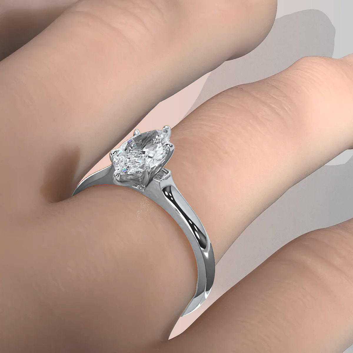 Lab Grown Diamond 4g Contour Dome Solitaire Engagement 3mm Ring IGI Certified 1.00 Ctw.