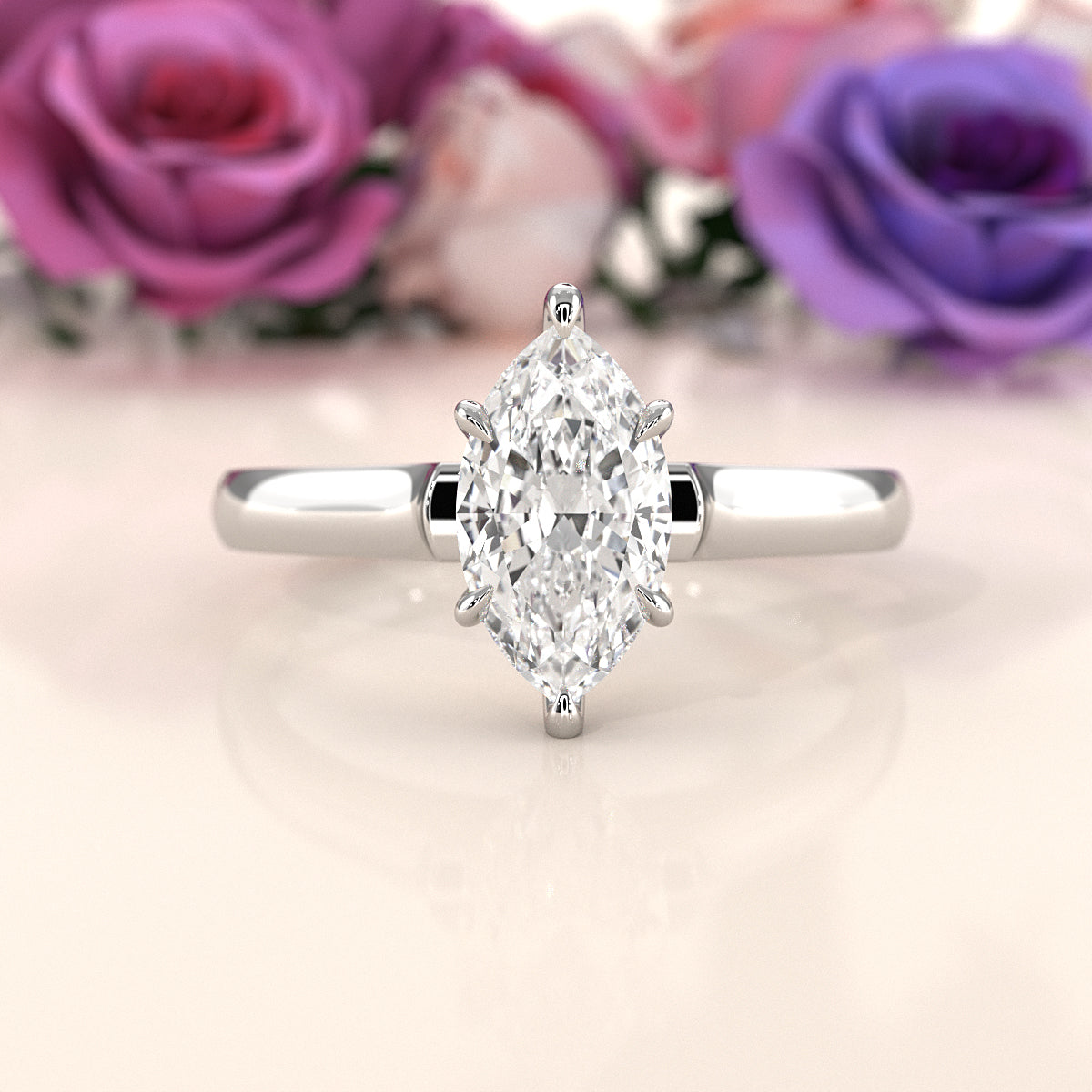 Lab Grown Diamond 4g Contour Dome Solitaire Engagement 3mm Ring IGI Certified 1.00 Ctw.