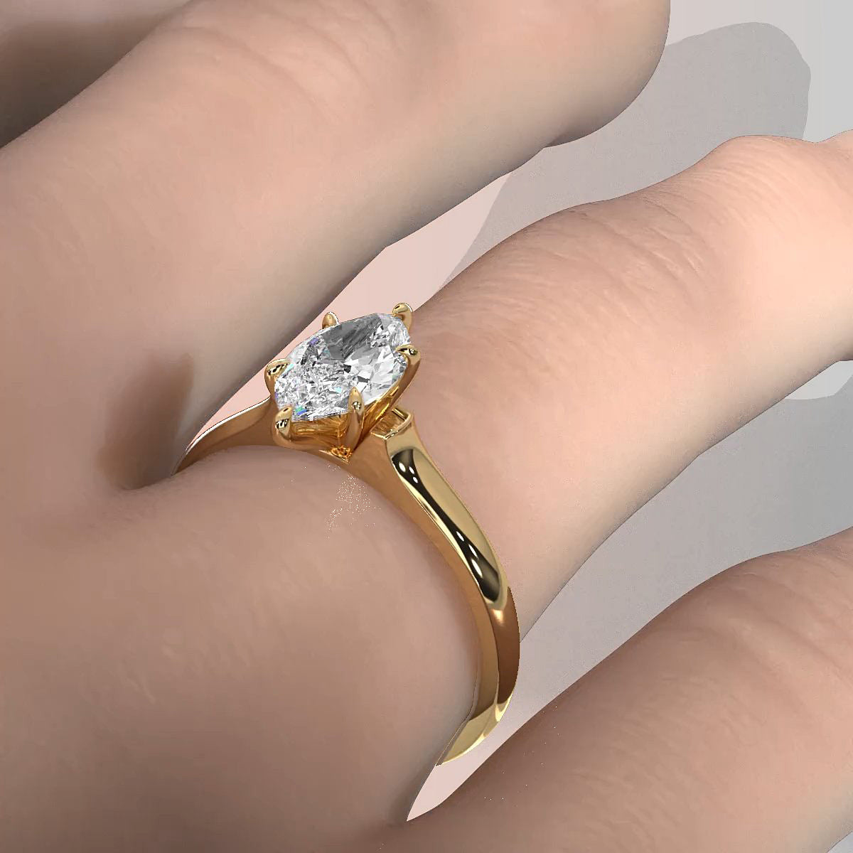 Lab Grown Diamond 4g Contour Dome Solitaire Engagement 3mm Ring IGI Certified 1.00 Ctw.