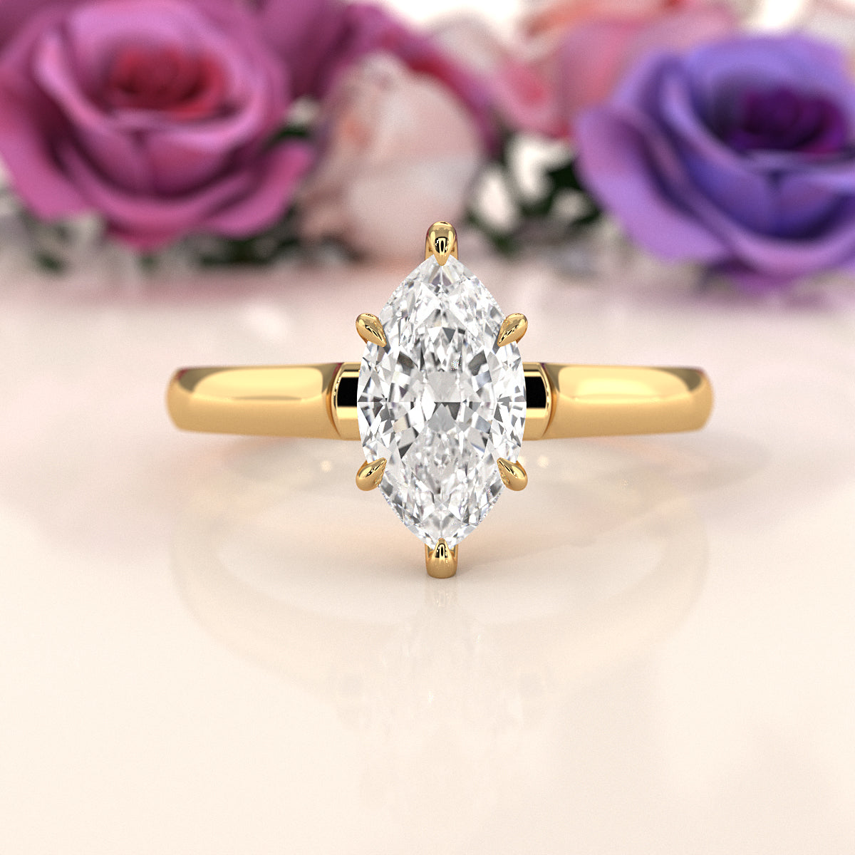 Lab Grown Diamond 4g Contour Dome Solitaire Engagement 3mm Ring IGI Certified 1.00 Ctw.