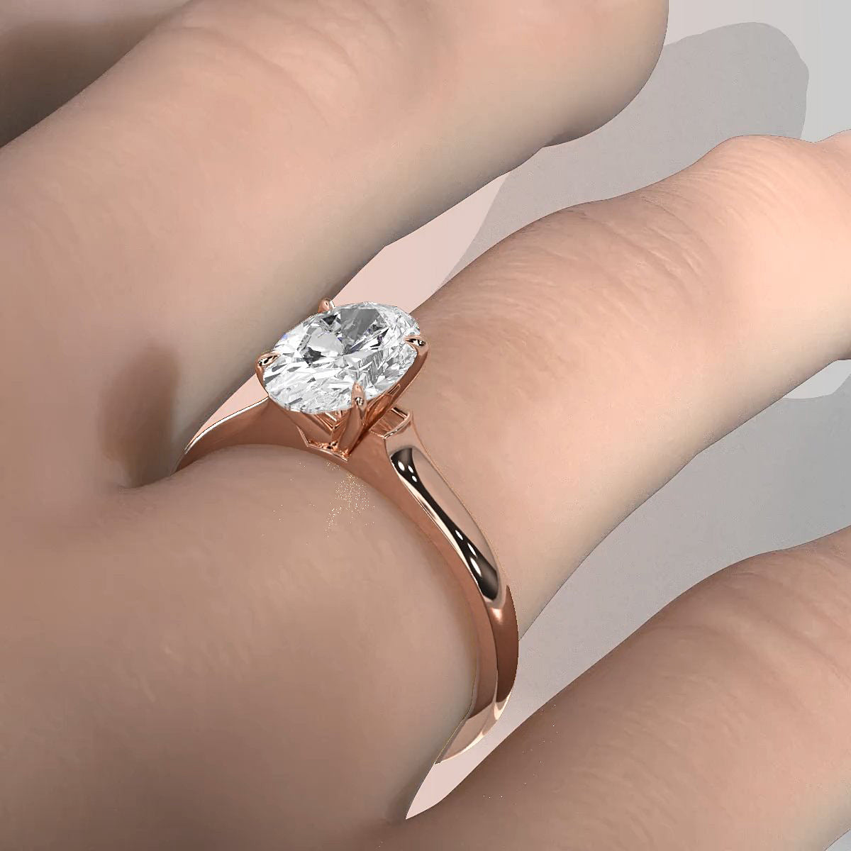 Lab Grown Diamond 4g Contour Dome Solitaire Engagement 3mm Ring IGI Certified 1.00 Ctw.