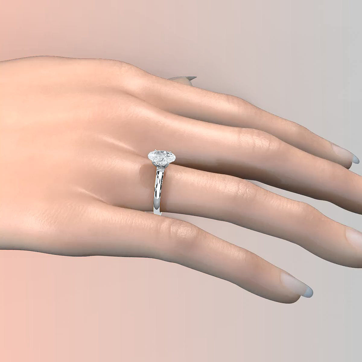 Lab Grown Diamond 4g Contour Dome Solitaire Engagement 3mm Ring IGI Certified 1.00 Ctw.