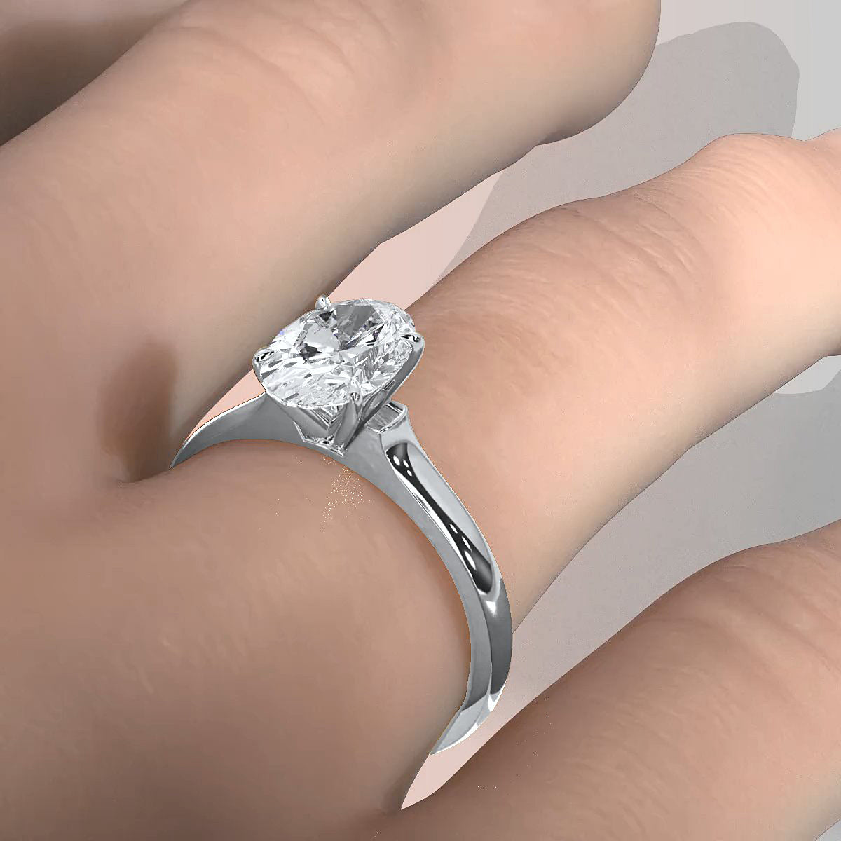 Lab Grown Diamond 4g Contour Dome Solitaire Engagement 3mm Ring IGI Certified 1.00 Ctw.