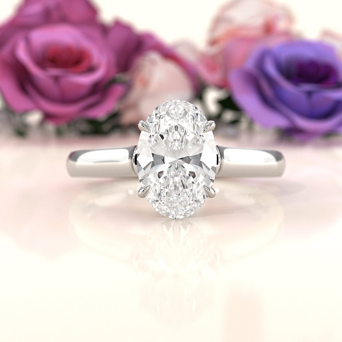 Lab Grown Diamond 4g Contour Dome Solitaire Engagement 3mm Ring IGI Certified 1.00 Ctw.