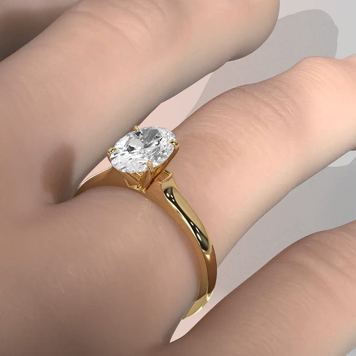 Lab Grown Diamond 4g Contour Dome Solitaire Engagement 3mm Ring IGI Certified 1.00 Ctw.